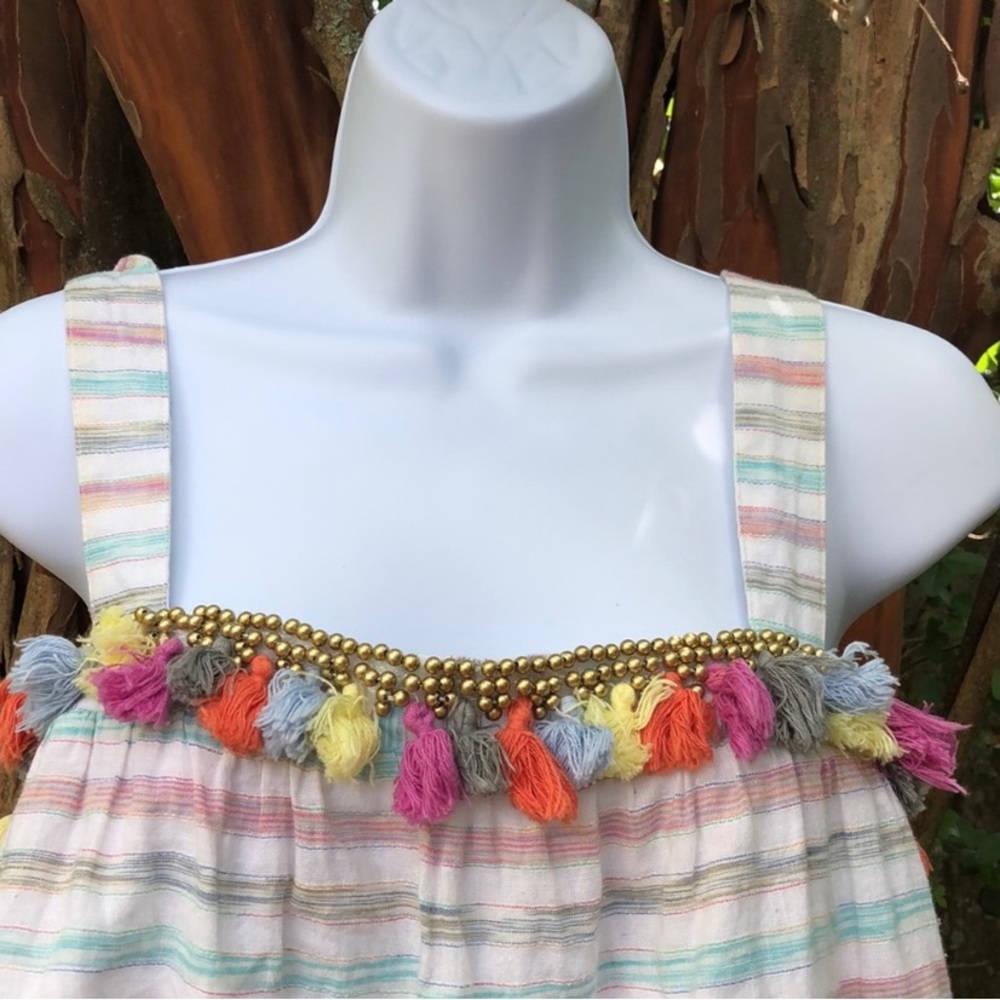 Honey Punch Striped Beaded Tassel Lined Tank - Picture 2 of 11